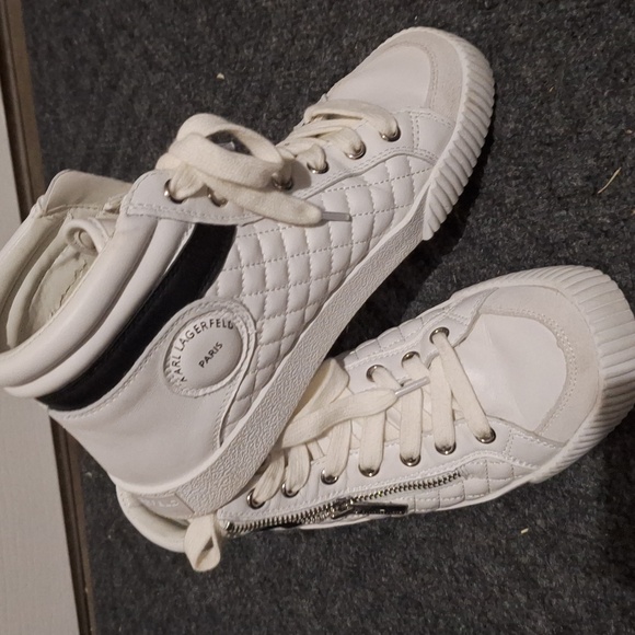 Karl Langerfeld Paris 7M Lace-up white hi tops - Picture 1 of 6